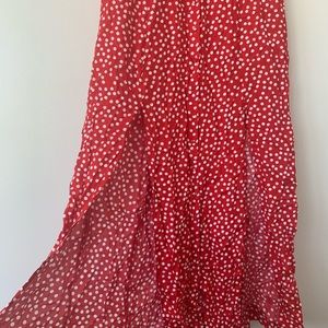 miss selfridge red polka dot maxi dress